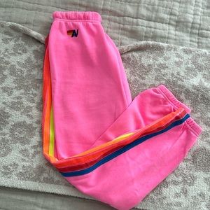 Neon pink aviator nation jogger pants
